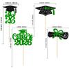 Ephlyn 24Pcs Graduation Cupcake Toppers Glitter Class of 2026 Diploma Grad Cap Cake Decorations 2026 Graduation Cupcake Picks for 2026 Theme Party Cake Decoration Supplies Green Black view 2