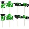 Ephlyn 24Pcs Graduation Cupcake Toppers Glitter Class of 2026 Diploma Grad Cap Cake Decorations 2026 Graduation Cupcake Picks for 2026 Theme Party Cake Decoration Supplies Green Black view 3