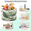 UMIRIKO Green Palm Leaf Toy Storage Bin for Kids Dog Toy Storage Basket Round Canvas Organizer Basket Toy Hamper Laundry Hamper A0400204 view 4
