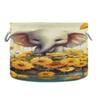 UMIRIKO Elephant Sunflower Animal Toy Storage Bin for Kids Dog Toy Storage Basket Round Canvas Organizer Basket Toy Hamper Laundry Hamper S0404347 view 1