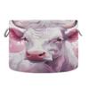 UMIRIKO Pink Cow Animal Toy Storage Bin for Kids Dog Toy Storage Basket Round Canvas Organizer Basket Toy Hamper Laundry Hamper S0403557 view 1