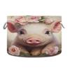 UMIRIKO Pig Flowers Animal Toy Storage Bin for Kids Dog Toy Storage Basket Round Canvas Organizer Basket Toy Hamper Laundry Hamper S0404524 view 1