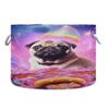 UMIRIKO Dog Puppy Pug Starry Sky Donuts Toy Storage Bin for Kids Dog Toy Storage Basket Round Canvas Organizer Basket Toy Hamper Laundry Hamper S0403437 view 1