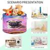 UMIRIKO Dog Puppy Pug Starry Sky Donuts Toy Storage Bin for Kids Dog Toy Storage Basket Round Canvas Organizer Basket Toy Hamper Laundry Hamper S0403437 view 4