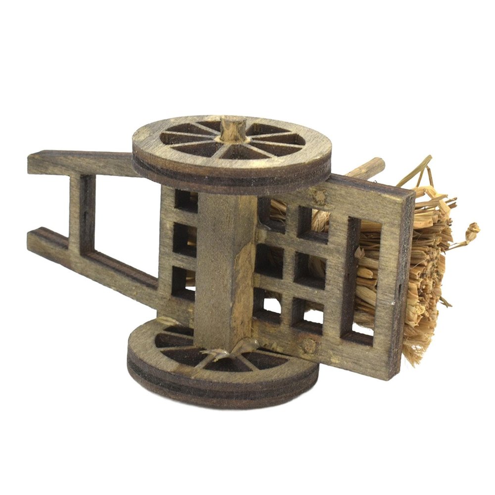 Yiju 1:12 Scale Miniature Firewood Cart Model Diorama Layout Ornament Miniature Outdoor Scenes Craft Collection Dollhouse Decor