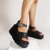 ZBYY Womens Platform Sandals Open Toe Chunky Block High Heel Fashion Strappy Punk Goth Walking Sandals Summer Sandals view 3