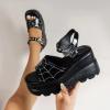 ZBYY Womens Platform Sandals Open Toe Chunky Block High Heel Fashion Strappy Punk Goth Walking Sandals Summer Sandals view 4