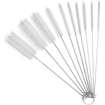 10Pcs Silver Long Straw Brush, Nylon Pipe Tube Cleaner 10 Different Diameters Set, Long Straw Brush for Sippy Cup, Brush Drinking Straw Cleaning Brush,Brushes,Cleaning Tools (8 in)