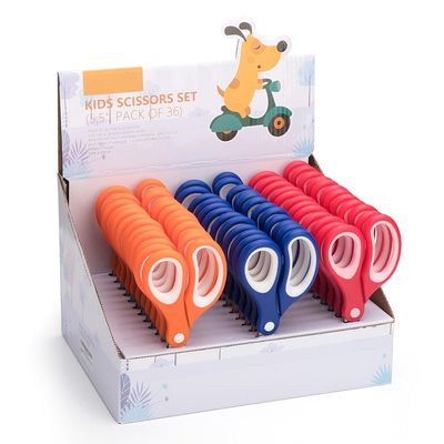 Galadim Kids Scissors (36 Count Teacher Pack, Rounded-tip, 5.5 Inch) - 5.5 Soft Touch Blunt School Student Scissors Shears GD-071-36