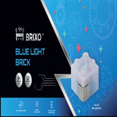 Dakott Brixo Blue Light Bricks Pack-Set of 12 Blue-Colored Light Bricks That can be Used in Building Structures.