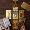 EGCUQ 78 Tarot Cards with Guide Book,Rider Waite Tarot Deck,Gold Foil Tarot Cards Deck for Beginners Waterproof and Durable view 2
