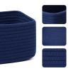 MiniArk Small Storage Baskets for Organizing | Closet Organizer Bins | Shelf Toy Basket | Woven Rope Baskets | Cube Decorative Box | Shallow Basket | 11.5x7.5x4.7 | 3 Packs Navy Blue view 2