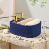 MiniArk Small Storage Baskets for Organizing | Closet Organizer Bins | Shelf Toy Basket | Woven Rope Baskets | Cube Decorative Box | Shallow Basket | 11.5x7.5x4.7 | 3 Packs Navy Blue view 3