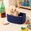 MiniArk Small Storage Baskets for Organizing | Closet Organizer Bins | Shelf Toy Basket | Woven Rope Baskets | Cube Decorative Box | Shallow Basket | 11.5x7.5x4.7 | 3 Packs Navy Blue view 4
