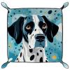 Blue Dalmatian Microfiber Leather Dice Trays Folding for RPG DND Table Games, Leather Dice Holder Storage Box Portable Folding Rolling Dice Tray, 20.5x20.5cm view 1