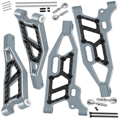 RCMYou Suspension A Arms Front Upper & Front Lower Upgrades Part for 1/8 Kraton/Outcast 6S BLX,Talion/Notorious 6S BLX,Aluminum Suspension A-Arm w/Pivot Balls Hops up,Titanium