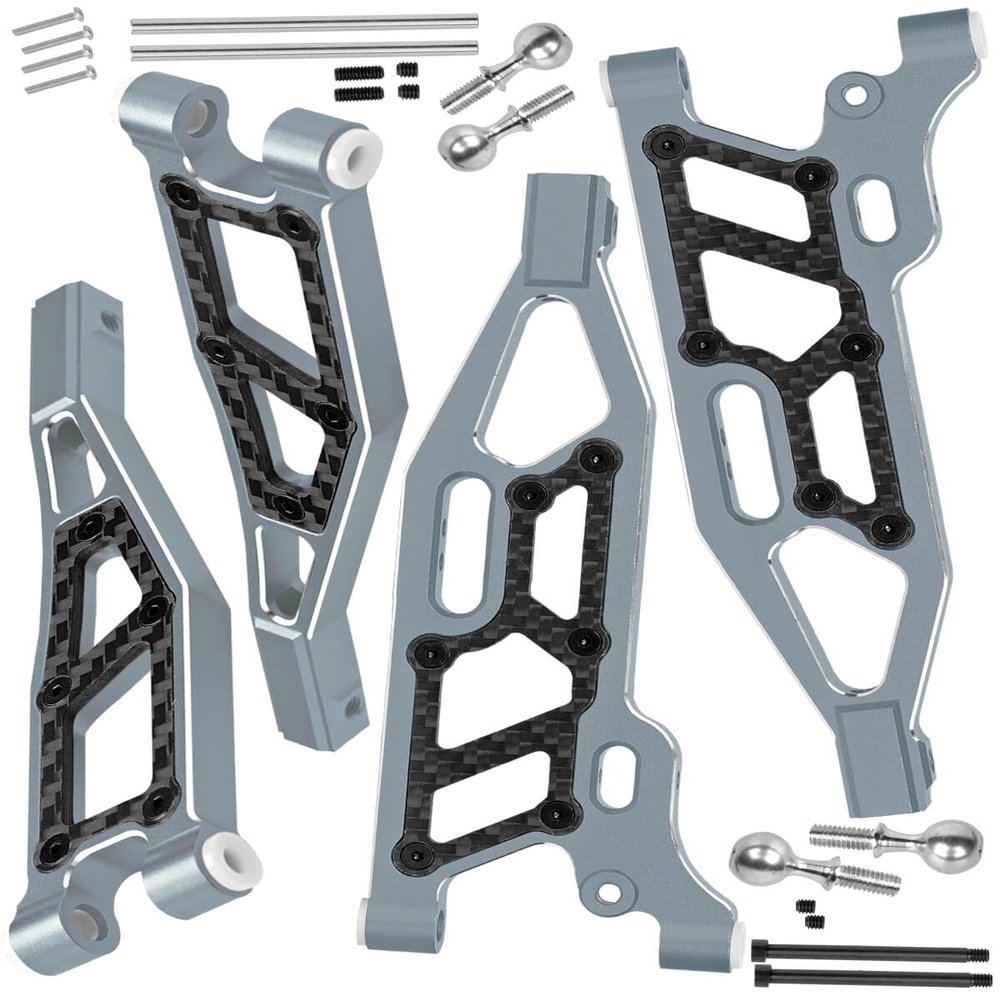 RCMYou Suspension A Arms Front Upper & Front Lower Upgrades Part for 1/8 Kraton/Outcast 6S BLX,Talion/Notorious 6S BLX,Aluminum Suspension A-Arm w/Pivot Balls Hops up,Titanium