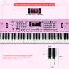 24HOCL Kids Piano Keyboard, 61 Lighted Keys Electric Digital Keyboard Piano Kit 100 Voices, 100 Rhythms with Microphone, Gift for Children, Pink view 3