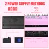 24HOCL Kids Piano Keyboard, 61 Lighted Keys Electric Digital Keyboard Piano Kit 100 Voices, 100 Rhythms with Microphone, Gift for Children, Pink view 4
