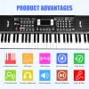 24HOCL Kids Piano Keyboard, 61 Lighted Keys Electric Digital Keyboard Piano Kit 100 Voices, 100 Rhythms with Microphone, Gift for Children, Black view 2