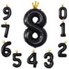 40 Inch Number 8 Crown Black Number Balloon, Black Big Conjoined Foil Helium Number Eight Jumbo Balloon for Boys Girls Women Men's Birthday Party or Anniversary Events Decorations view 1