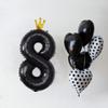 40 Inch Number 8 Crown Black Number Balloon, Black Big Conjoined Foil Helium Number Eight Jumbo Balloon for Boys Girls Women Men's Birthday Party or Anniversary Events Decorations view 2
