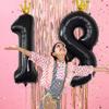 40 Inch Number 8 Crown Black Number Balloon, Black Big Conjoined Foil Helium Number Eight Jumbo Balloon for Boys Girls Women Men's Birthday Party or Anniversary Events Decorations view 3