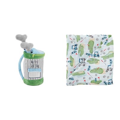 Mud Pie My Bag Golf Plush Set and Muslin Swaddle Blanket
