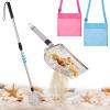 Biggun 2 Pack Shark Tooth Sifter with Seashell Bags, 21.8in~34in Adjustable Sand Sifter & Beach Shovel, Beach Sand Toys for Kids Adults Picking Up Shells Girls Boys Gifts view 1