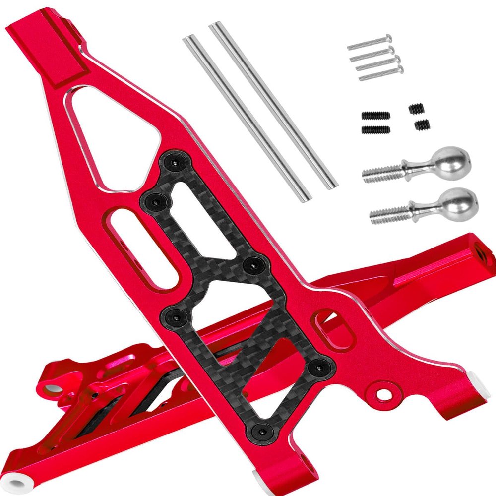 hopsupRC RC Carbon Fibre Front Lower Swing Arm Upgrades Part for 1/8 Kraton 6S BLX,Outcast 6S BLX,Notorious 6S BLX,Talion 6S BLX,Front Suspension Arms with Pivot Balls Hops up,Red(2PCS)