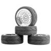 LAFEINA 4PCS/Set 64mm Rubber Tires & Plating Plastic Wheels Rims Replacement Part for 1/10 RC On-Road Touring Car Racing Car (Silver, Offset 6mm) view 2