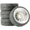LAFEINA 4PCS/Set 64mm Rubber Tires & Plating Plastic Wheels Rims Replacement Part for 1/10 RC On-Road Touring Car Racing Car (Silver, Offset 6mm) view 4