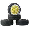 LAFEINA 4PCS/Set 64mm Rubber Tires & Plating Plastic Wheels Rims Replacement Part for 1/10 RC On-Road Touring Car Racing Car (Gold, Offset 3mm) view 2