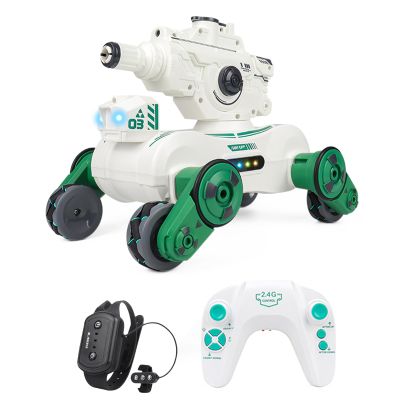 Dodoore RC Tank That Shoots, RC Stunt Car Shooting Water Bullets, Gesture Sensing Remote Control Tank with 360 Rotating, Spray, Light and Music, 2.4GHz 4WD All Terrains RC Cars for Adults (White)