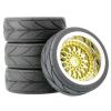 LAFEINA 4PCS/Set 64mm Rubber Tires & Plating Plastic Wheels Rims Replacement Part for 1/10 RC On-Road Touring Car Racing Car (Gold, Offset 9mm) view 1