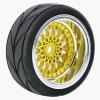 LAFEINA 4PCS/Set 64mm Rubber Tires & Plating Plastic Wheels Rims Replacement Part for 1/10 RC On-Road Touring Car Racing Car (Gold, Offset 9mm) view 3