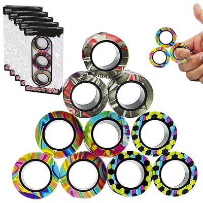 12Pcs Magnetic Rings Fidget Toys Spinner Set Easter Basket Stuffers for Kids Party Favors,Finger Magnet Rings Endless Hours of Fun ADHD Stress Relief Fidget Spinners for Birthday Adults