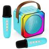 Karaoke Machine, Portable Speaker with Microphones, Birthday Family Party Gifts for Kids Girls Boys 3 4 5 Year Old view 1