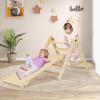 HONEY JOY Climbing Toys for Toddlers, 4 in 1 Foldable Wooden Montessori Kids Triangle Climber, Double Side Ramp & Climber, Baby Learning Indoor Climbing Ladder Gym for Boys Girls (Natural) view 2