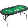ECOTOUGE Foldable Poker Table, 8-Player Blackjack Texas Holdem Table w/Stainless Cup Holder, Folding Oval Gaming Table with Portable Oxford Bag for Casino Game, No Assembly Required, Green view 1