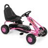 HONEY JOY Pink Go Kart for Kids, 4 Wheel Pedal Powered Go Cart with Steering Wheels & Adjustable Seat, Safety Hand Brake, Non-Slip Tires, Outdoor Off-Road Racer Ride On Pedal Car for Boy Girl (Pink) view 1