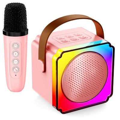 Karaoke Machine, Portable Speaker with Microphones, Birthday Family Party Gifts Toys for Kids Girls Boys 3 4 5 Year Old