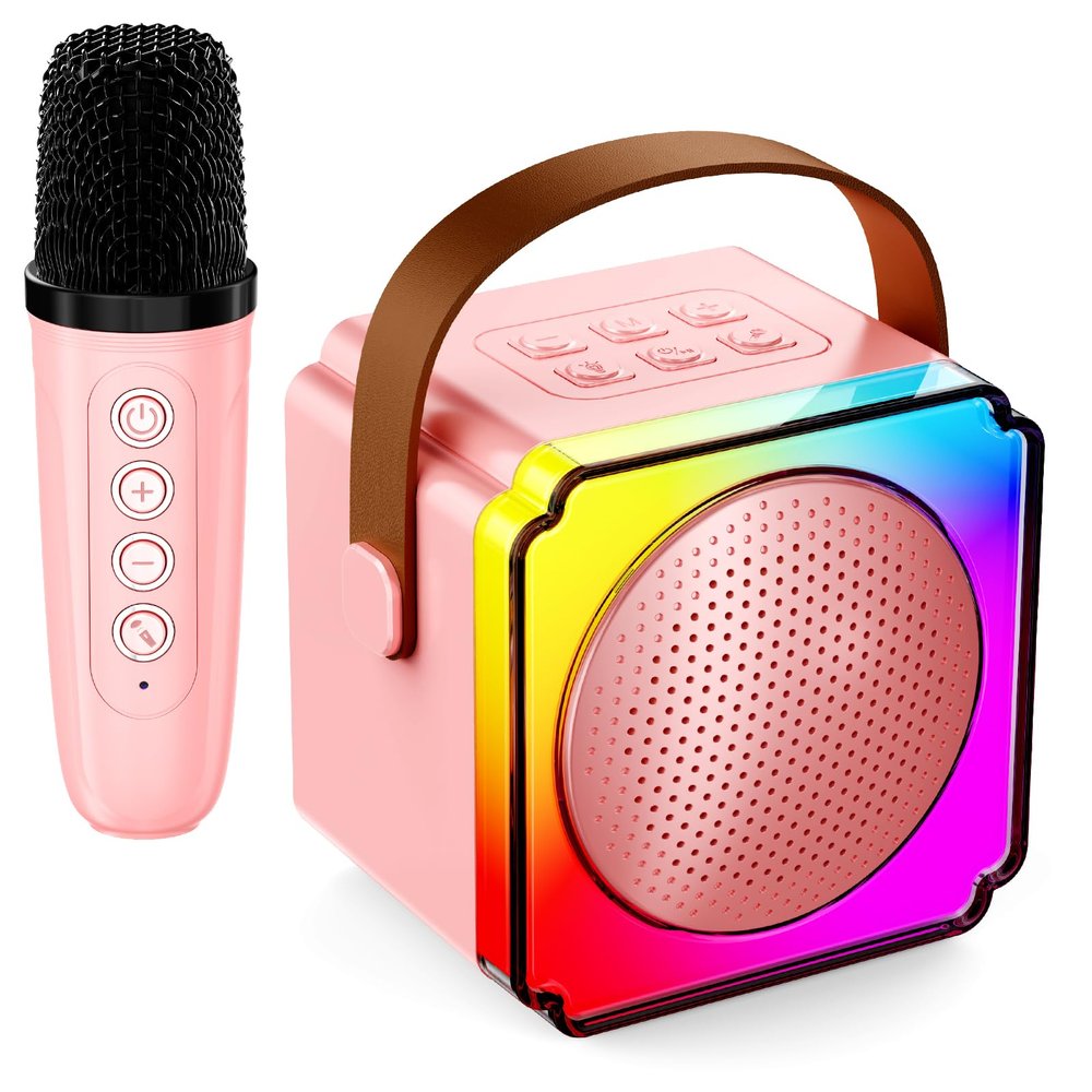 Karaoke Machine, Portable Speaker with Microphones, Birthday Family Party Gifts Toys for Kids Girls Boys 3 4 5 Year Old