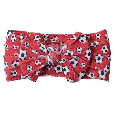 ZCYYYS Baby Baseball Headband with Bow Headwear Sport Soccer Headband Bowknot Wide Hair Band Football Hair Bow for Toddler Infant TSFD55 (Red Soccer Pattern)