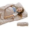 Bloomere Organic Toddler Nap Mat  100% Cotton Kids Washable Sleeping Mat & Detachable Pillow  Sleeping Bag with Soft 1.5 Pad  Ideal Nap Mat for Daycare, Preschool, & Sleepovers (Brown Gingham) view 1