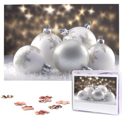 1000 Piece Jigsaw Puzzles for Adults - White Xmas Balls Puzzle - Challenging Puzzle Wooden Puzzle Unique Picture Puzzles for Birthday Party Gift 29.5" x 19.7"