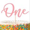MYAMPED First Birthday Cake Topper - Glitter Pink 'One' Sign, Suitable for Shower Favors, Gender Reveal, Party or Photo Booth Props view 1