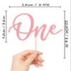 MYAMPED First Birthday Cake Topper - Glitter Pink 'One' Sign, Suitable for Shower Favors, Gender Reveal, Party or Photo Booth Props view 2