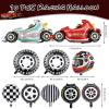 10 PCS Race Car Balloons, Foil Helmet Checkered Balloons and Hot Wheel Tire Balloons, Race Car Party Supplies for Boy Two Fast Birthday Party Cars Theme Decorations view 2