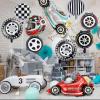 10 PCS Race Car Balloons, Foil Helmet Checkered Balloons and Hot Wheel Tire Balloons, Race Car Party Supplies for Boy Two Fast Birthday Party Cars Theme Decorations view 3